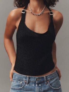 By Anthropologie Cowl-Neck Buckle Sweater Tank